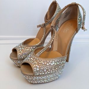 Thalia Rhinestone Crystal Heels Women's Size 7